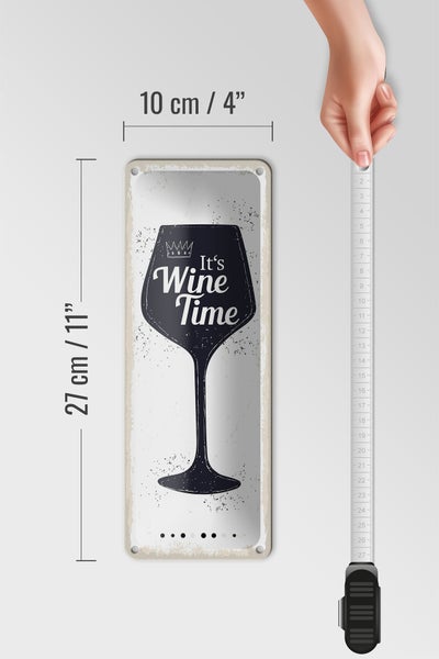 Blechschild Spruch Wein It´s Wine Time 10x27cm Dekoration
