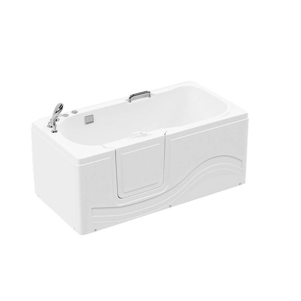 Seniorenbadewanne mit integrierter Tür für einfachen Einstieg und montierter Duscharmatur