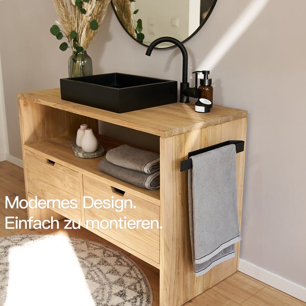 Designfabrik Hamburg Moderner Handtuchhalter ohne Bohren Schwarz 40cm