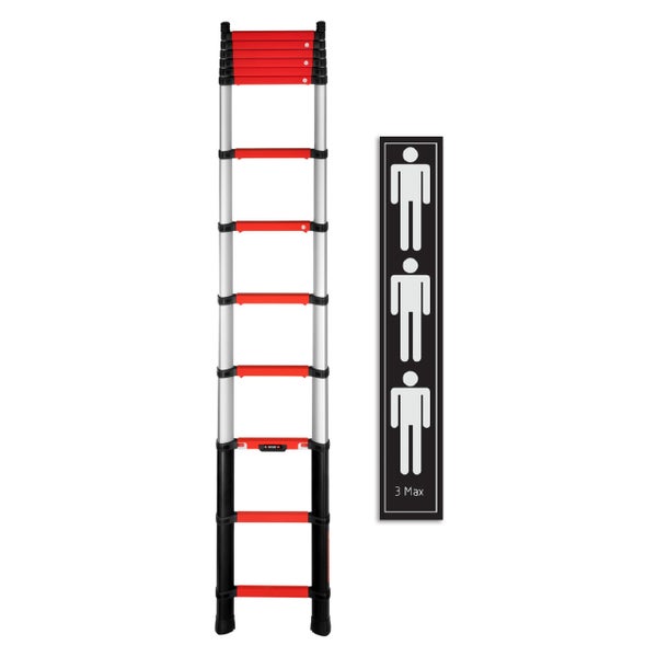 Ausziehbare Teleskopleiter mit einer maximalen Tragfähigkeit von drei Personen