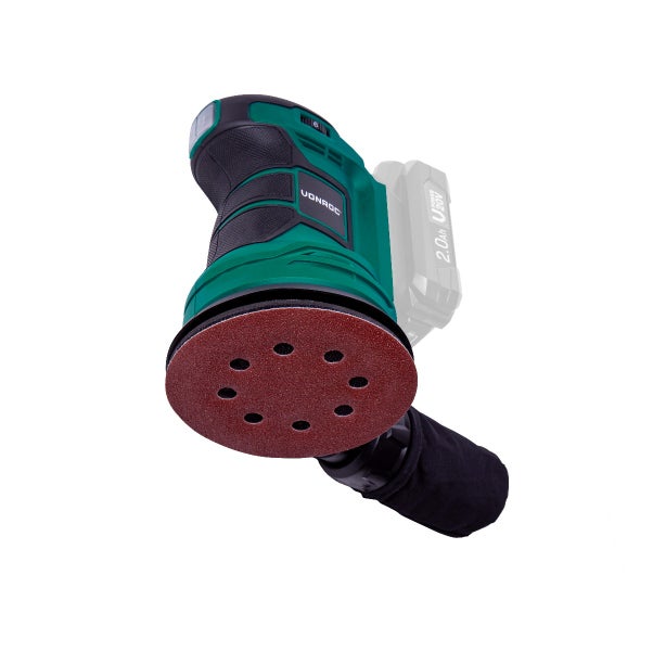 VONROC Exzenterschleifer – 20V (Exkl. Akku & Charger) – Ø125mm -– Staubb. & 12x Schleifpapier