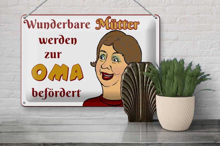 Blechschild Spruch 30x20cm wunderbare Mütter werden Oma