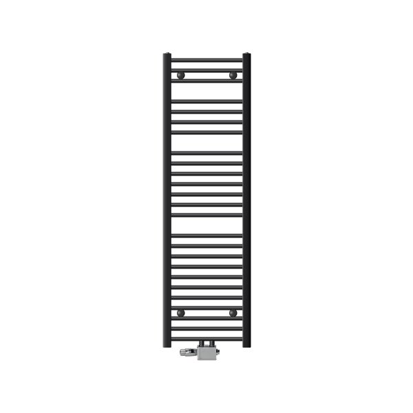 ECD Germany Badheizkörper Mittelanschluss 400 x 1500 mm Anthrazit gerade mit Anschlussgarnitur inkl. Thermostat Universal Eck- und Durchgangsform Heizkörper Heizung Handtuchwärmer Handtuchtrockner