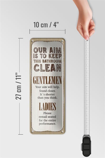 Blechschild Spruch Keep this bathroom clean 10x27cm Dekoration