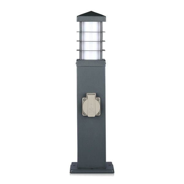 V-TAC VT-1156-2 - 2-Wege-Gartensteckdosen mit E27-Sockel - IP44 - Dunkel - Grau