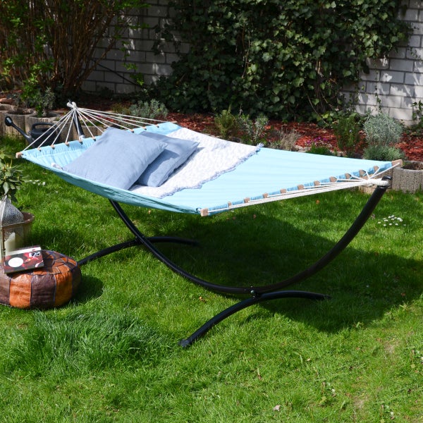 AMANKA XXL Stabhängematte 200x120 Doppelhängematte 2 Personen Hängematte Blau