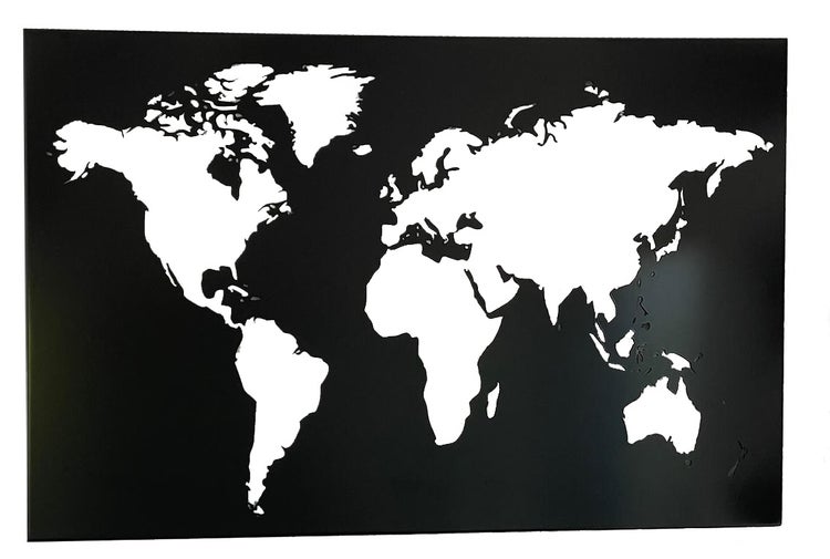 ALU BLACK Weltkarte Wandbild 140x80x2 cm