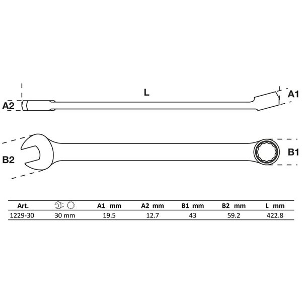 BGS Maul-Ringschlüssel extra lang SW 30 mm - 1229-30