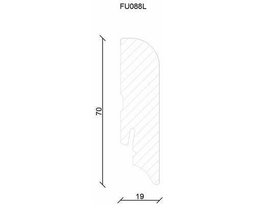 Sockelleiste Weiß foliert FU088L 19x70x2400 mm