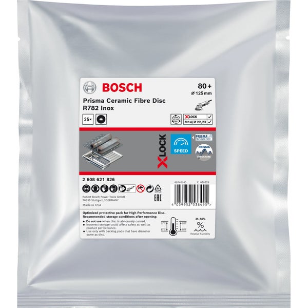 Bosch Prisma Ceramic Fibre Disc R782 Inox Schleifscheibe, Durchmesser 125 Millimeter, im Beutel