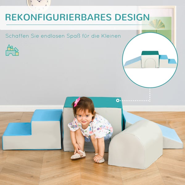 HOMCOM 2er-Set Bausteine, 150L x 50B x 39H cm, Kunstleder, EPE-Schaumstoff, Grau