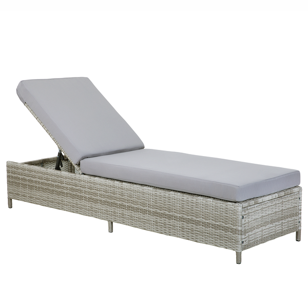 Sonnenliege mit Kissen TURIN Polyrattan Grau