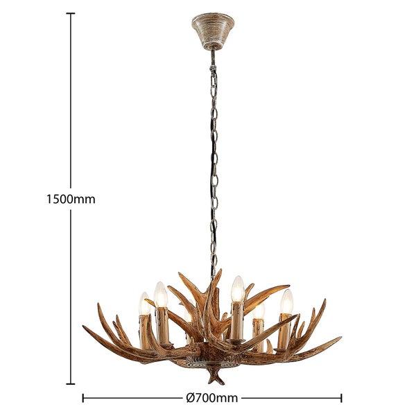 Kronleuchter mit Geweihdesign, Durchmesser 700 mm, Höhe 1500 mm