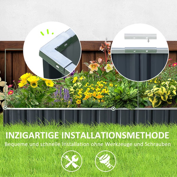 Outsunny Hochbeet, 258L x 90B x 30H cm, Stahl, grau