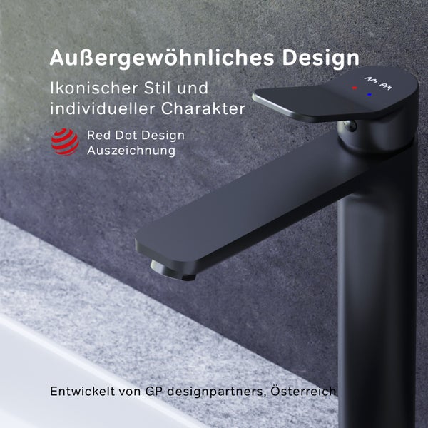AM.PM Waschtischarmatur für Aufsatzwaschbecken mit Klick-Ablaufgarnitur FXA92222 X-Joy Schwarz matt