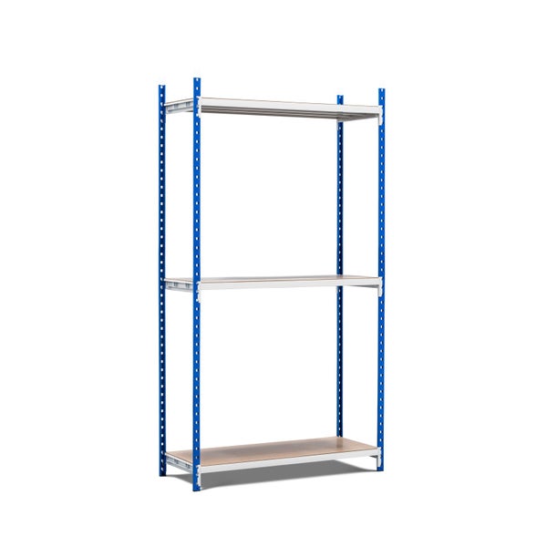 PROREGAL Fachbodenregal Maximus Pro HxBxT 300 x 150 x 80 cm 3 Ebenen Spanplatten-Fachboden Fachlast 236 kg Lichtblau-Lichtgrau