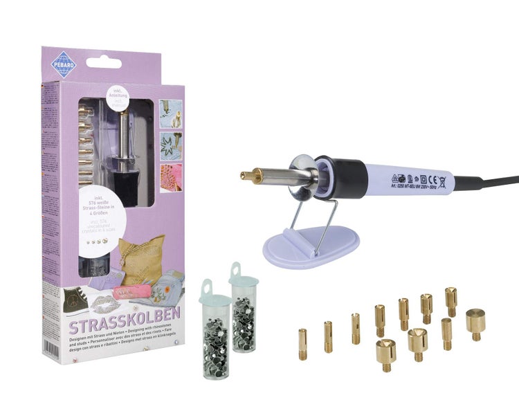 Pebaro Strasskolben Set mit Zubehör und Strasssteinen