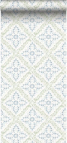 Borastapeter Tapete Fliesenmuster Grün und Blau - 53 cm x 10.05 m - 660054