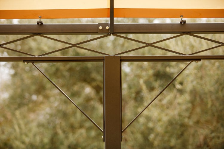 Pavillon ELEO Torino 4 x 4 m schwarz - pulverbeschichtet | mit Sonnensegel ecru