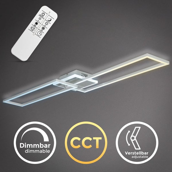 Deckenlampe 110x24,8 cm - 40W, 5200lm, LED, dimmbar, Fernbedienung, CCT, silberfarbig