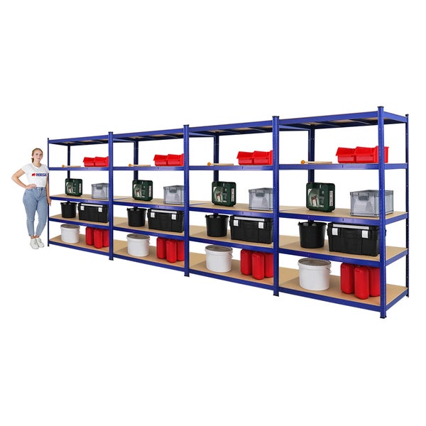 PROREGAL Mega Deal 4x Schwerlastregal Taurus HxBxT 180 x 120 x 60 cm Fachlast 175 kg Blau