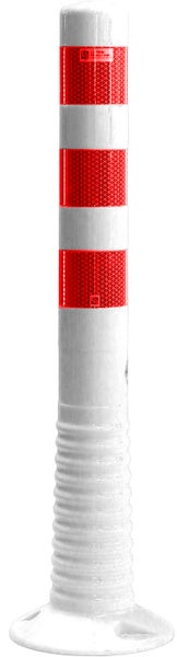 Flexible weiße Poller Absperrpfosten 75 cm überfahrbar sichtbar sicher mit Reflexfolie / Reflexfolie rot / 1 Pfosten