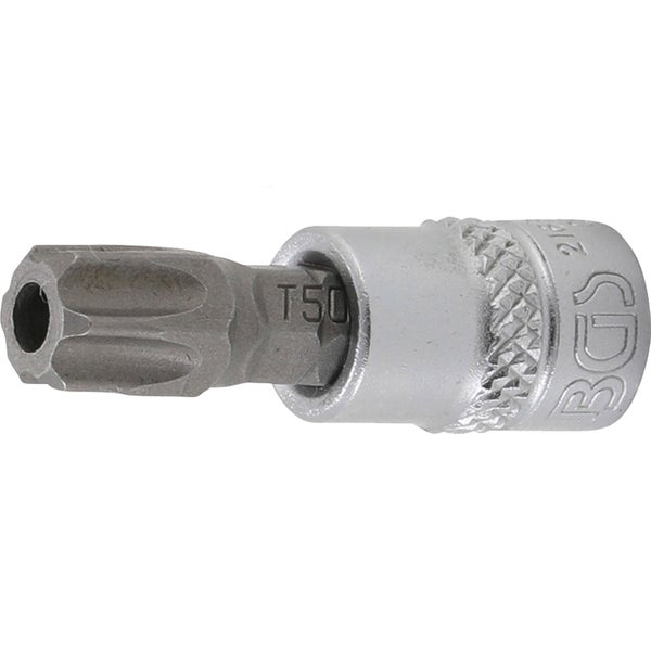 BGS Bit-Einsatz Antrieb Innenvierkant 6,3 mm (1/4) T-Profil (für Torx) mit Bohrung T50 - 2165-T50