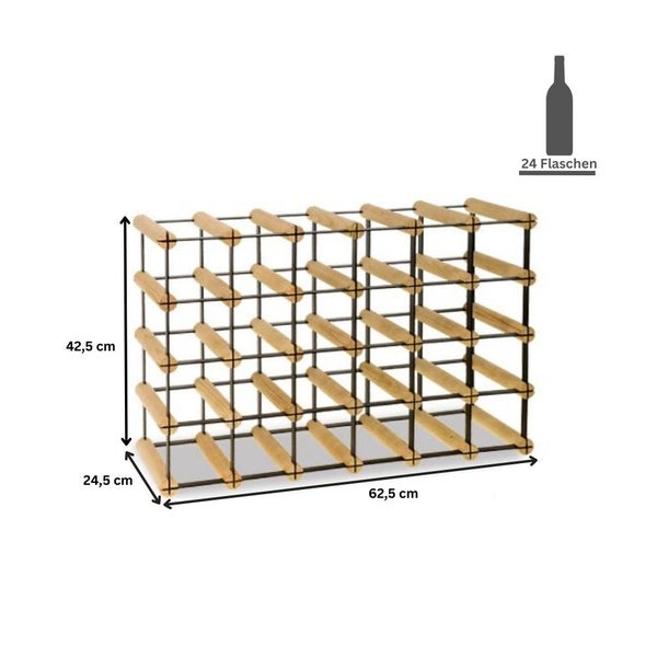 PROREGAL Modulares Weinregal Vinotega Mod Metal HxBxT 42,5 x 62,5 x 24,5 cm 6 x 4 Flaschen Massives Kiefernholz Natur
