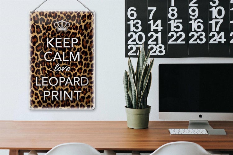 Blechschild Spruch 20x30cm Keep Calm love leopard print