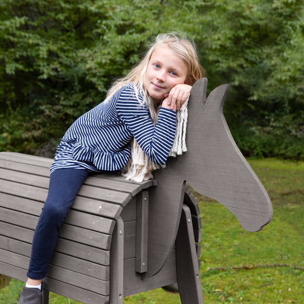 ROBA Outdoorspielpferd, FSC zertifiziertes Massivholz, Gartenpferd, Sitzhöhe: 88,5 cm