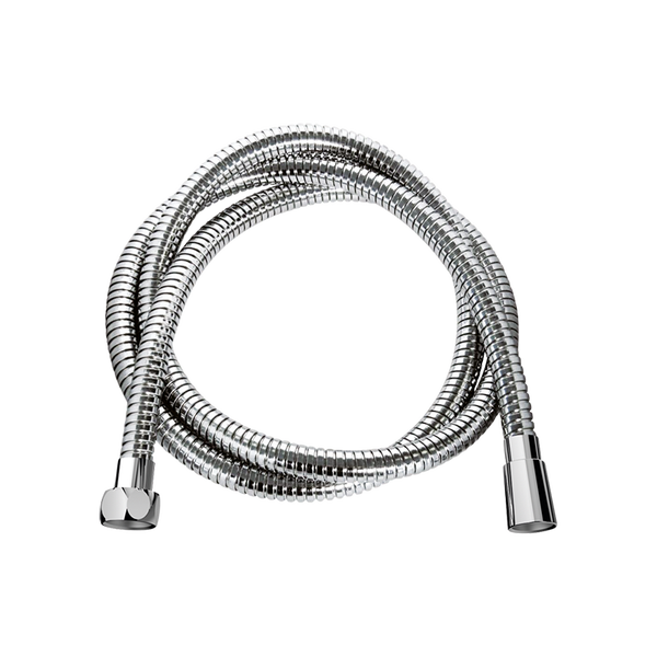 Flexibler Brauseschlauch aus Metall mit Spiralwicklung und zwei Anschlüssen.