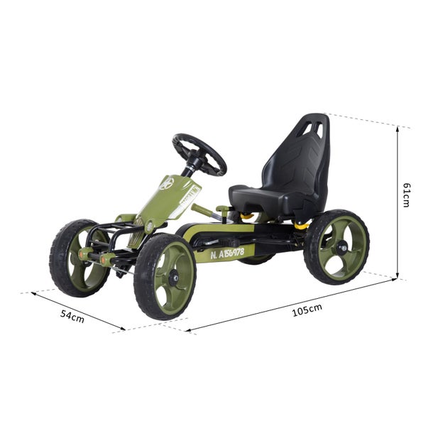 HOMCOM Kinder Go Kart, L105 x B54 x H61cm, Metall, Kunststoff, Grün