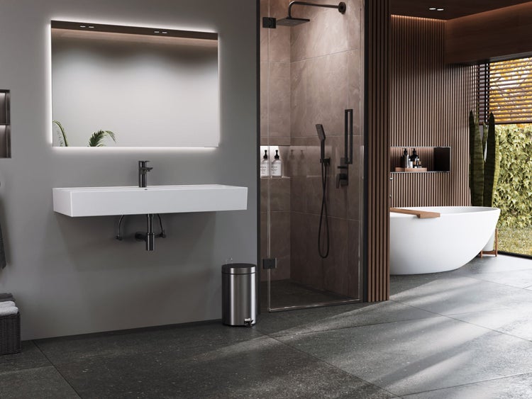 Aqua Bagno Basic Plan Waschbecken 10.16.30.07.02 – 100 x 45 cm – Weiß Hochglanz – Keramikbecken mit Hahnloch & Überlauf