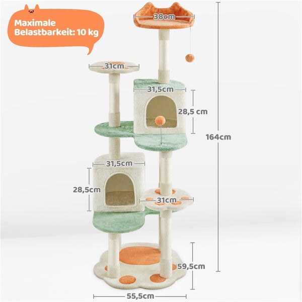 Katzenkratzbaum mit mehreren Ebenen, Höhlen und Spielzeug