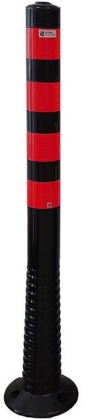 UvV Absperrpfosten flexible Poller 100cm flexibel schwarz, reflektierend, selbstaufrichtend / rot