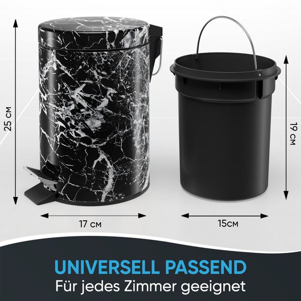 Sanilo Kosmetikeimer 3L mit Absenkautomatik Marmor Schwarz