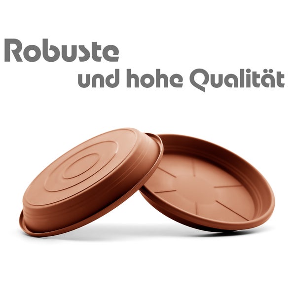 U BigDean 20 Stück Blumentopf Untersetzer Ø 16,5 cm in Terracotta – Topfuntersetzer aus robustem Kunststoff & Made in Europe