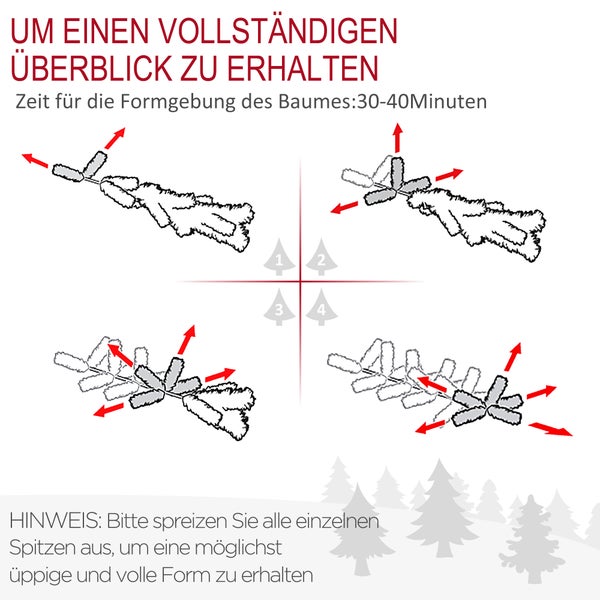 HOMCOM Weihnachtsbaum, 114L x 114B x 180H cm, PVC, Grün