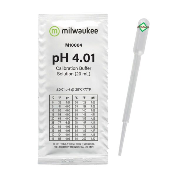 Milwaukee pH-Kalibrierlösung 4,01 – 20 ml für präzise Wasseranalyse und zuverlässige pH-Messgeräte-Kalibrierung