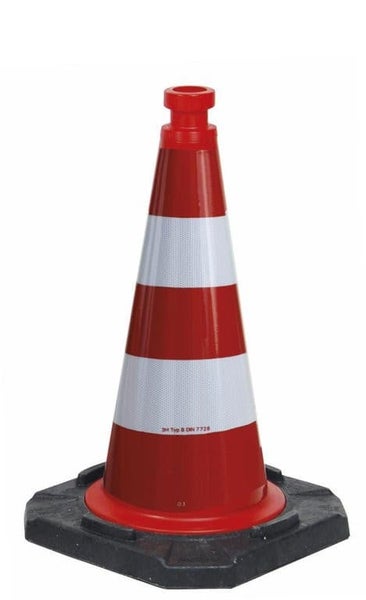 TL Verkehrsleitkegel VZ610 Reflexkegel 500 mm Bast geprüfte StVO Verkehrskegel Folie rot/weiß / RA2/B