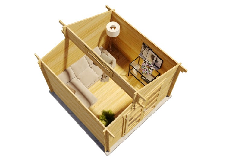 Alpholz Gartenhaus Aktiva Gartenhaus aus Holz, Holzhaus mit 40 mm Wandstärke, Blockbohlenhaus mit Montagematerial, Naturbelassen 3,2x3,2m