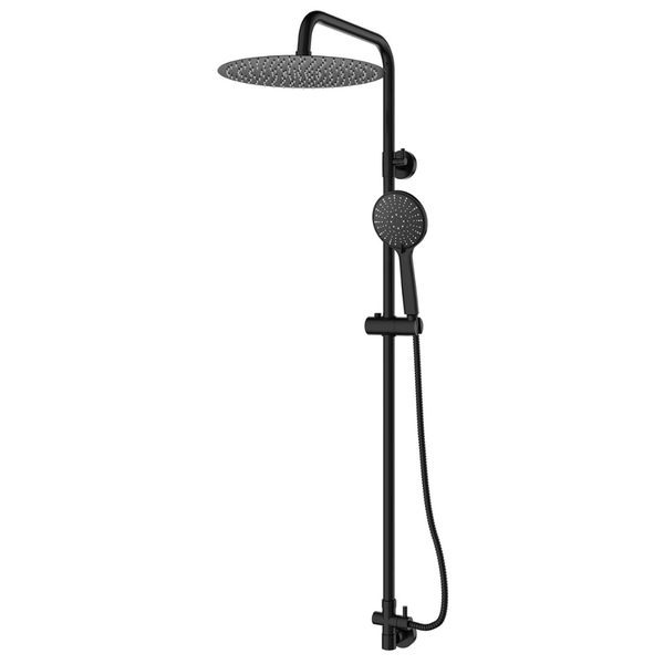 EcoRain Wassersparende Regenbrausegarnitur Tyler 30 CM Rund Schwarz ohne Thermostatarmatur - 30% Wassereinsparung - Modern Regenbrauseset - 12 CM Handbrause -Universal Kopfbrause -Anti-Kalk-Brausekopf
