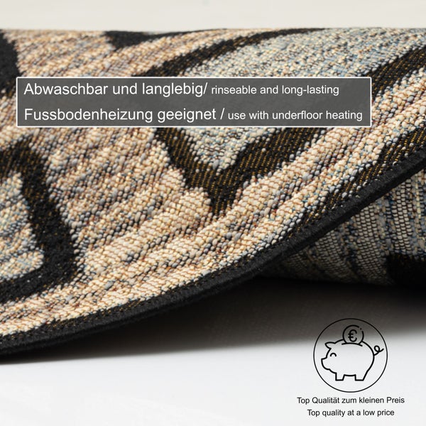 Gewebter Outdoorteppich mit abstrakten Muster Aurora Beige Ø 60 cm