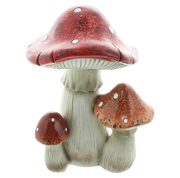 Deko Pilzgruppe aus Kunstharz als Gartenfigur zur Gartendekoration