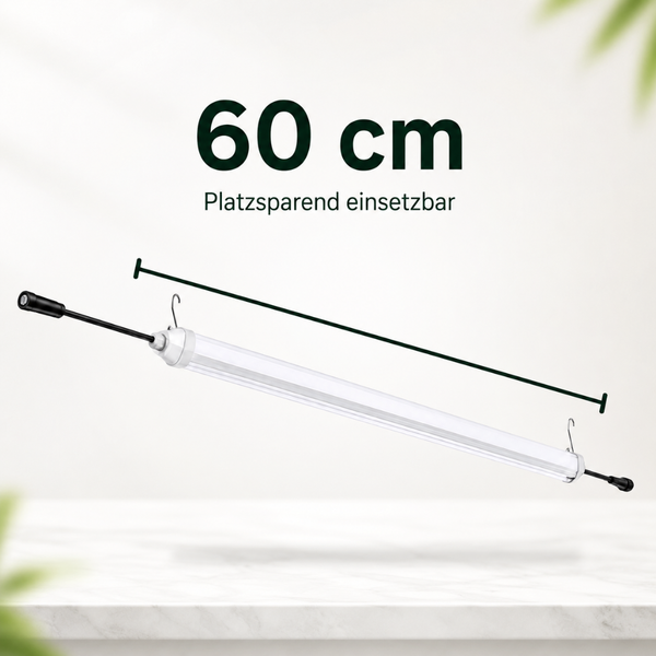 LED Feuchtraumleuchte mit 60 Zentimeter Länge fuer platzsparende Montage