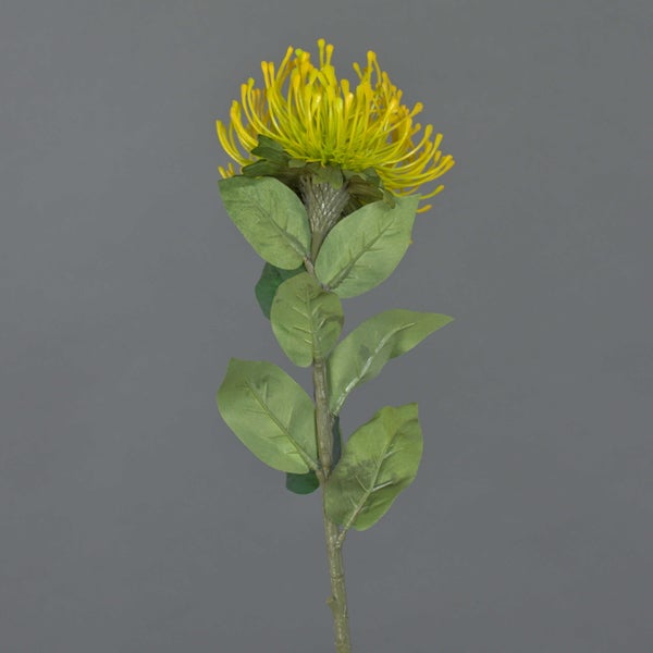 Künstliche Blume Nadelkissen Leucospermum in Gelb mit grünem Stiel