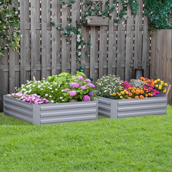 Outsunny Hochbeet, 100L x 100B x 30H cm, Stahl, grau