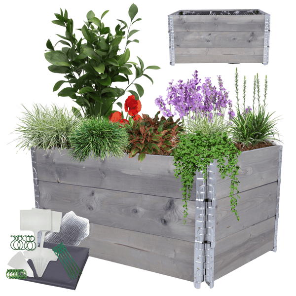 Hochbeetkisten GuardBox HxBxT 60x120x80 cm 3 Ebeneninkl. Luftpolsterfolie Grau