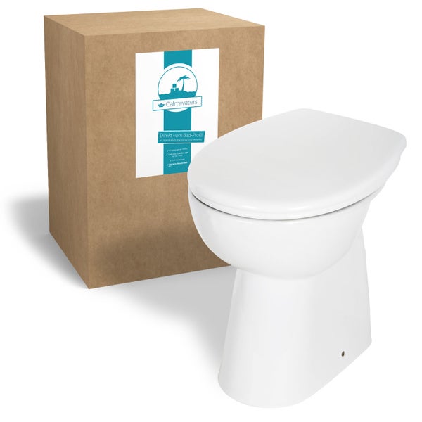 Calmwaters® Spülrandloses Stand WC mit 7 cm Erhöhung im Set mit WC Sitz mit Absenkautomatik und Spülkasten, 99000187
