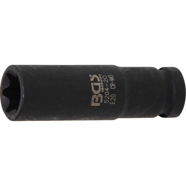 BGS Kraft-Steckschlüssel-Einsatz E-Profil, tief Antrieb Innenvierkant 12,5 mm (1/2) SW E20 mm - 5204-20